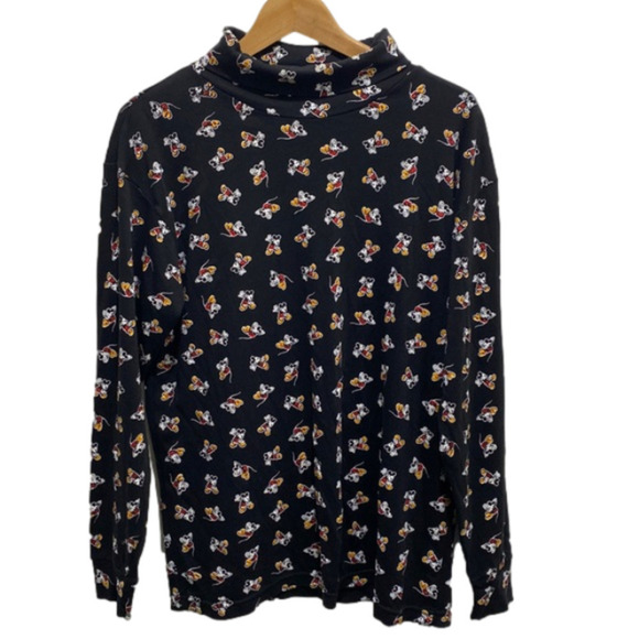 mickey company Tops - VINTAGE Womens 80s Mickey Mouse Disney Novelty Cotton Black Turtleneck Sz L